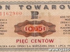 1900.Bon towarowy PeKaO o wartosci nominalnej US $ 0,05 (pieciu centow)