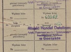 1925.Zaswiadczenie do biletow miesiecznych pracowniczych mieszkanca Piaskow Romana Grzempowskiego zatrudnionego w Miejskim Handlu Detalicznycm w Gostyniu (1962 r.)