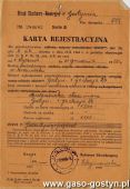 1934.Karta rejestracyjna zakladu krawieckiego w Gostyniu (1950 r.)