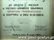 1935. Dyplom dla Zakladowej Ochotniczej Strazy Pozarnej gostynskiej Cukrowni (1983 r.)