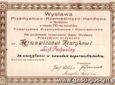 194. List Pochwalny- Wystawa Przemyslowo-Rzemieslniczo-Handlowa w Gostyniu (29 czerwca 1936r.)