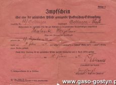 1960.Swiadectwo szczepienia pierwszej dawki szczepionki przeciwko ospie wietrznej (Gostyn, 1941 r.)