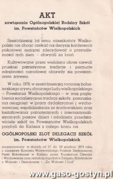 1970.Akt zawiazania Ogolnopolskiej Rodziny Szkol im. Powstancow Wielkopolskich (1978 r.)