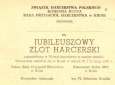 1970.Zaproszenie na Jubileuszowy Zlot Harcerski z okazji 70 lat harcerstwa w Krobi (21-22 maja 1983 r.)