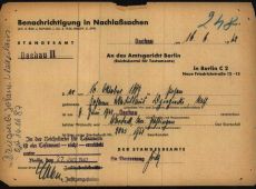 2.Zawiadomienie dotyczace smierci ksiedza Jana Dziegieckiego w Dachau w dniu 9.06.1942 r., wystawione przez USC Dachau(zrodlo-Arolsen archives)