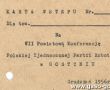 2013.Karta wstepu na VII Powiatowa Konferencje Polskiej Zjednoczonej Partii Robotniczej w Gostyniu (grudzien 1956 r.)