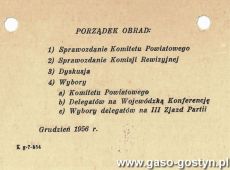 2014.Karta wstepu na VII Powiatowa Konferencje Polskiej Zjednoczonej Partii Robotniczej w Gostyniu (grudzien 1956 r.)
