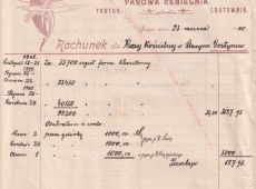2015.Rachunek wystawiony w cegielni Wincentego Dabinskiego w Gostyniu za cegly na rozbudowe kosciola parafialnego w Starym Gostyniu (23 czerwca 1910 r.)