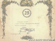 2020.Telegram z okazji 25-lecia malzenstwa z zyczeniami od Towarzystwa Kupcow Samodzielnych w Gostyniu (16 pazdziernika 1931 r.)