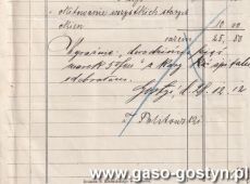 2026.Rachunek dla kasy szpitalnej w Starym Gostyniu za prace szklarskie na probostwie wystawiony 28 grudnia 1912 roku przez Jozefa Politowskiego z Gostynia