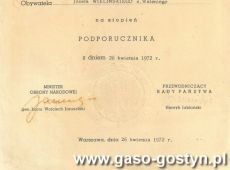 2036.Awans na stopien podporucznika Jozefa Wielinskiego  (1899-1980) z Gostynia za udzial w Powstaniu Wielkopolskim (26 kwietnia 1972 r.)