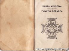 2068.Karta wpisowa Stowarzyszenia Zywego Rozanca w Gostyniu (1933 r.)