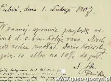 2078.Karta pocztowa skierowana do ksiedza Ludwika Sobkowskiego - proboszcza w Starym Gostyniu (1907 r.)