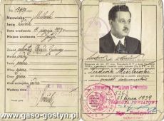 2081.Dowod osobisty Ludwika Muslewskiego - sekretarza Zarzadu Gminnego w Gostyniu (28 lipca 1939 r.)