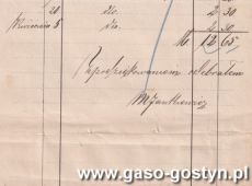 2089.Rachunek wystawiony dla Dozoru Koscielnego w Starym Gostyniu przez Michala Jankiewicza (Hotel de France) - Gostyn, 14 sierpnia 1889 r.