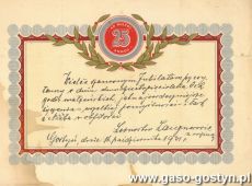 2096.Zyczenia z okazji 25. rocznicy slubu Wladyslawa (gostynskiego budowniczego) i Kazimiery Nawrockich od rodziny Langnerow (Gostyn, 1931 r.)