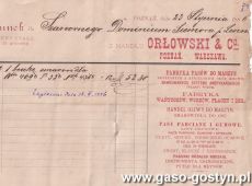 2103.Rachunek wystawiony 23 stycznia 1886 roku przez Handel Orlowski & Co. w Poznaniu dla Szanownego Dominium Siemowa za beczke smarowidla
