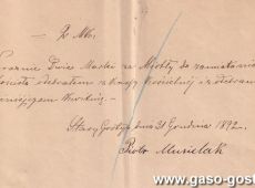 2107.Potwierdzenie odbioru 2 marek przez Piotra Musielaka za miotly do zamiatania kosciola (Stary Gostyn, 31 grudnia 1892 r.)