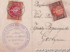 2112.Karta pocztowa zaadresowana do Ignacego Pospieszynskiego w Gostyniu