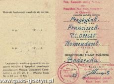 2116.Legitymacja Franciszka Przybylaka - komendanta Ochotniczej Strazy w Bodzewku (1955 r.)