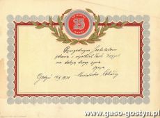 2121.Telegram z zyczeniami z okazji 25-lecia malzenstwa (Gostyn, 1931 r.)