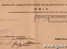 217.Kwit na oplacona skladke za ubezpieczenie od ognia-Gostyn 1938r.