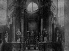 2204.Oltarz z cudowna figura Matki Boskiej Bolesnej w boreckim kosciele na Zdziezu (1905 r.)