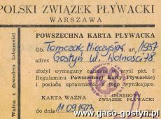 221.Karta plywacka z 1968 r.