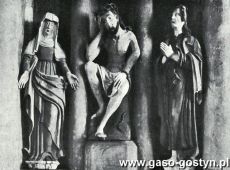 2247.Borek - kaplica cmentarna (1961 r.), rzezby Chrystusa Frasobliwego, Matki Boskiej Bolesnej i sw.Jana