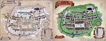 23.Plan  Gostynia po pozarze w 1811 roku,  rysowal w 1932 roku Wladyslaw Kolomlocki, koloryzacja Mariusz