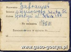 241.Legitymacja Powszechnej Spoldzielni Spozywcow w Gostyniu (1950r.)