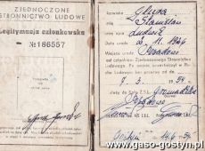 247.Legitymacja czlonkowska ZSL w Gostyniu (1954r.)