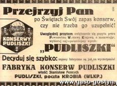 259.Reklama Fabryki Konserw Pudliszki z 1928 roku.