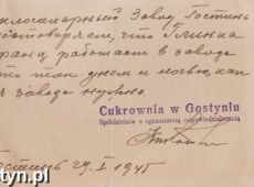 2665.Przepustka w jezyku polskim i rosyjskim uprawniajaca do pracy w Cukrowni w Gostyniu (29 stycznia 1945 r.)