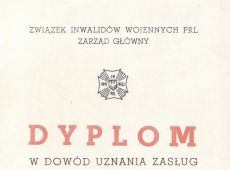 278.Dyplom w dowod uznania zaslug dla Zwiazku Inwalidow Wojennych PRL (1984r.)