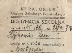 2933.Legitymacja Leona Hejnowicza - ucznia Miejskiego Koedukacyjnego Gimnazjum Ziemi Gostynskiej w Gostyniu (1945 r.)