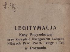 295.Legitymacja Kasy Pogrzebowej - 1926r.