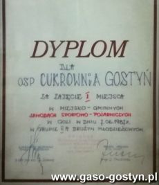 3080.Dyplom dla OSP Cukrowni w Gostyniu (1987 r.)