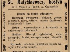 322. Reklama St.Matyskiweicz Zaklad Ogrodniczy (1931r.)