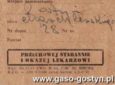 336.Legitymacja imienna szczepienia przeciwgruzliczego BCG-Gostyn, 1959r.