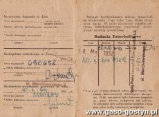 337.Legitymacja imienna szczepienia przeciwgruzliczego BCG-Gostyn, 1959r.