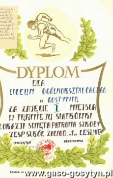 3418.Dyplom dla Liceum Ogolnoksztalcacego w Gostyniu (1977 r.)