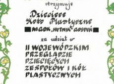 348.Dyplom dla Dzieciecego Kola Plastycznego przy Miejsko-Gminnym Osrodku Kultury HUTNIK w Gostyniu - 1986 r.