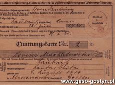 354.Zaswiadczenie ubezpieczeniowe (karta umozliwiajaca potwierdzanie oplacania skladek przez pracodawce)-Gostyn, 1941 r.