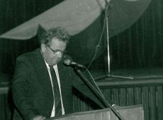 3558.Centralna Inauguracja Roku Kulturalnego Gostyn-Pogorzela (1985 r.)-przemawia prof. Witold Nawrocki, kierownik Wydzialu Kultury KC PZPR