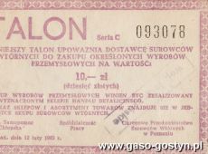 364.Talon wartosci 10 zl za dostarczenie surowcow wtornych (1982 r.)