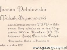 387.Zawiadomienie o slubie, Gostyn 1938 r.