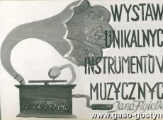 3895.Plakat - wystawa unikalnych instrumentow muzycznych ze zbiorow Jana Figielka (Dom Kultury w Gostyniu, 14-21. 10. 1977 r.)