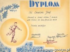 3994.Dyplom dla Jozefa Ciesielskiego z okazji awansu I druzyny LZS Krobia do klasy B (Krobia, 23 grudnia 1954 r.)