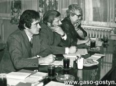 4154.Eliminacje Rejonowe XXIV Ogolnopolskiego Konkursu Recytatorskiego, jury konkursu (Lechoslaw Majchrzak, Wojciech Zielinski, Magdalena Pieprzycka), Gostyn, 10 grudnia 1978 r.